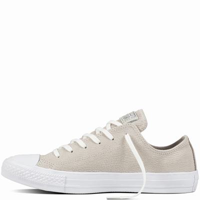 Converse Chuck Taylor All Star Nubuck Tipped Metallic Low Tops Womens - Silver/White Shoes (869PBRMC)